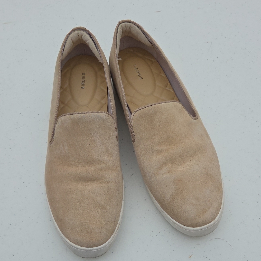 Birdies Beige Casual Leather Slip-Ons